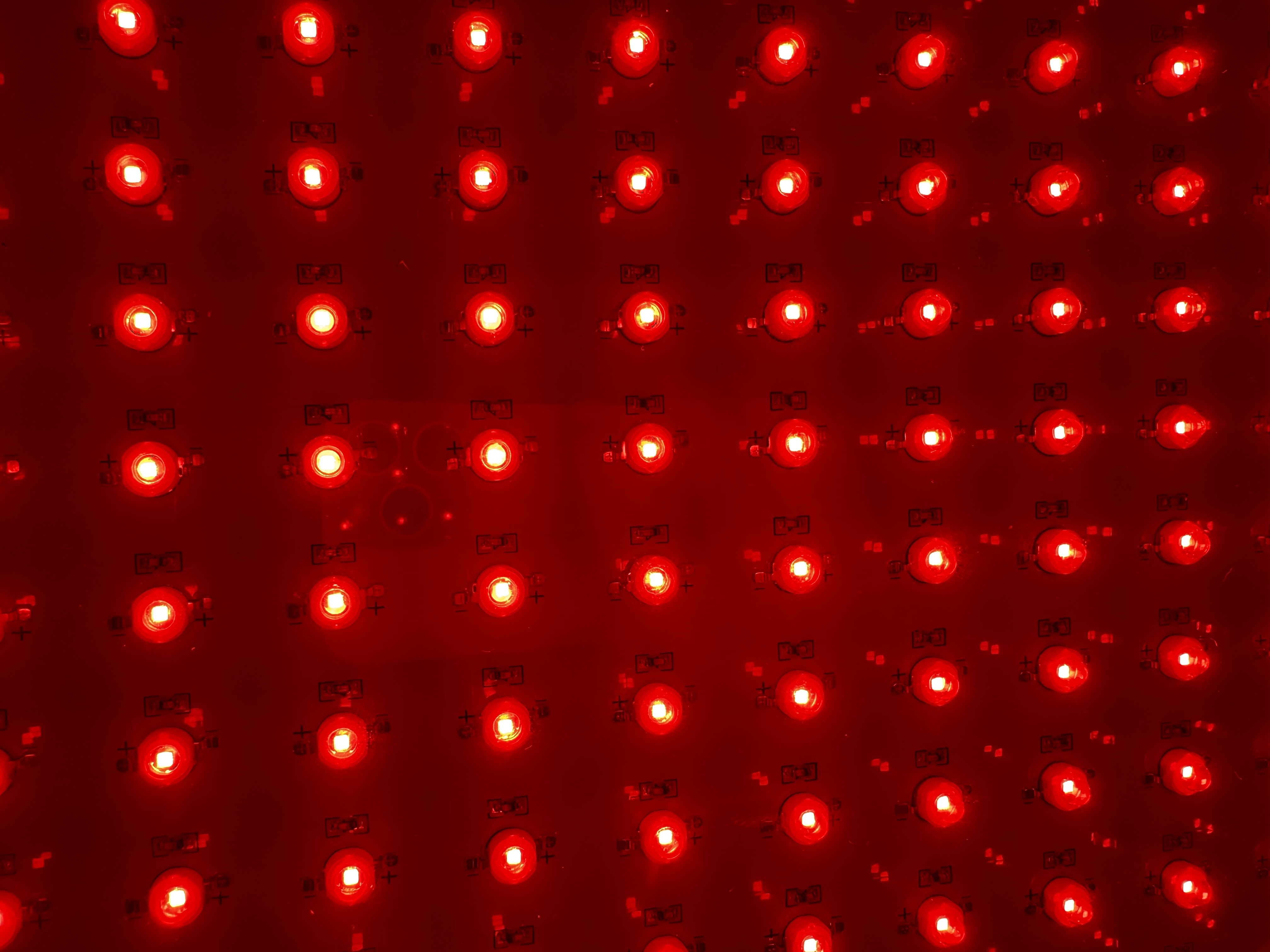 Red light LED panel close-up